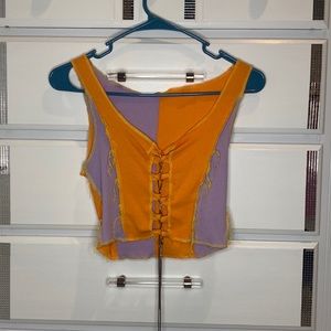 Rhinestone Lace Up Top